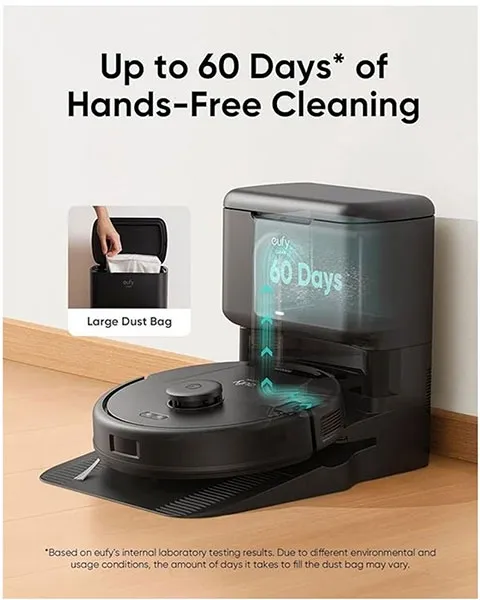 Eufy L60 Hybrid Robot Vacuum with Self Empty Station Black T2278V11