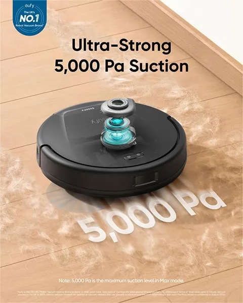 Eufy L60 Hybrid Robot Vacuum 50000Pa Suction Power Wi-Fi Bluetooth Black-T2268V11