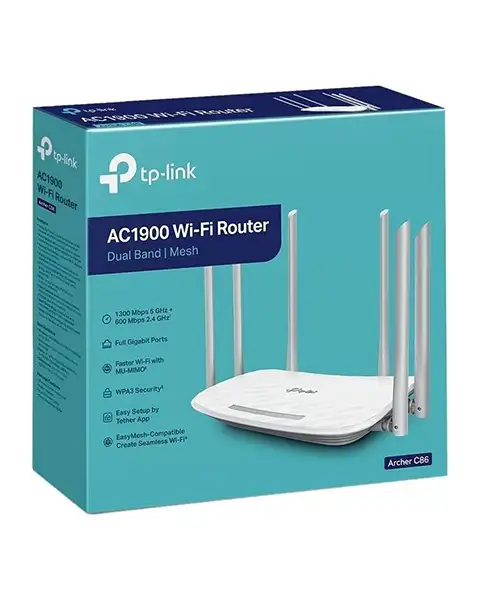 TPLinkArcherC86AC1900WirelessWi-FiRouterDual-Band2.4GHz600MbpsAnd5GHz1300Mbps