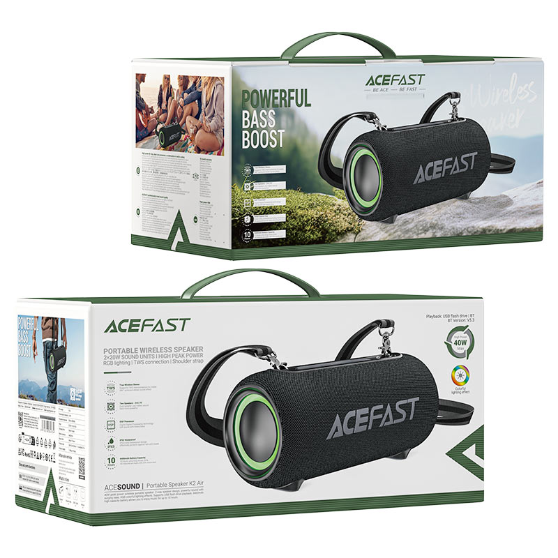  ACEFAST K2 Air Portable Bluetooth-Compatible Speaker TWS Pairing IPX5 Waterproof Speaker