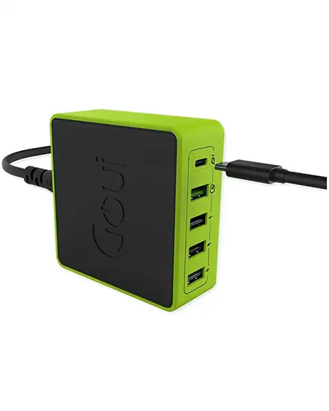 GouiKimbaLight5Port36WPowerfulDesktopChargerBlackAndGreen