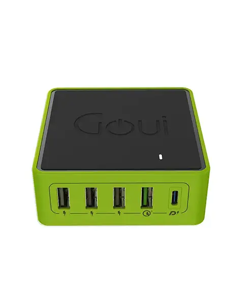 GouiKimbaLight5Port36WPowerfulDesktopChargerBlackAndGreen