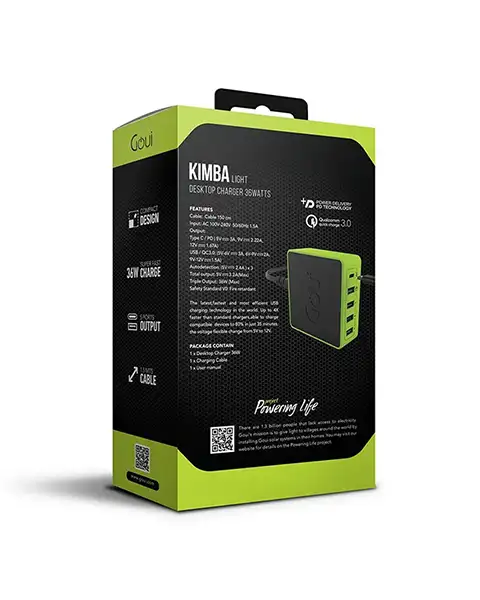 GouiKimbaLight5Port36WPowerfulDesktopChargerBlackAndGreen