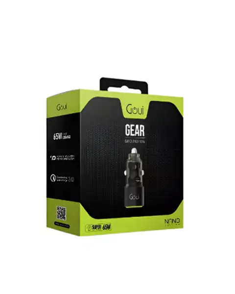 Goui Car Charger Gear PD, 65W 3A 2 Port-Black