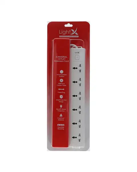  LightX Power Extension 6 Socket And 2M 2500W LX-1K6-2M