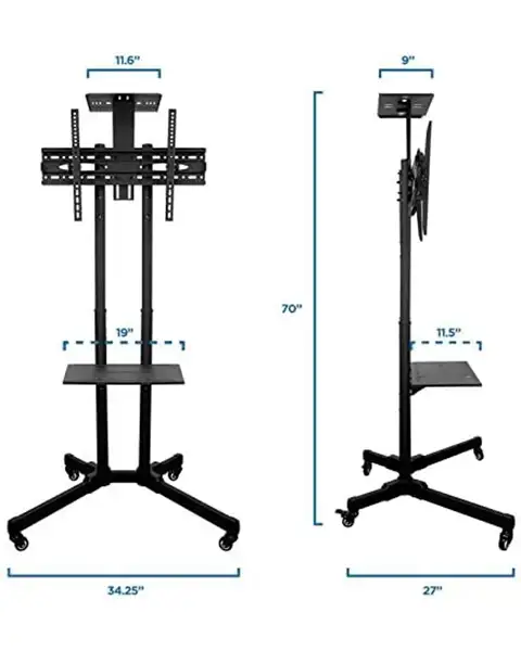 STARGOLD SG-867 Heavy Duty Versatile 37-70 Inch TV Cart With Wheels For LED and LCD Screen