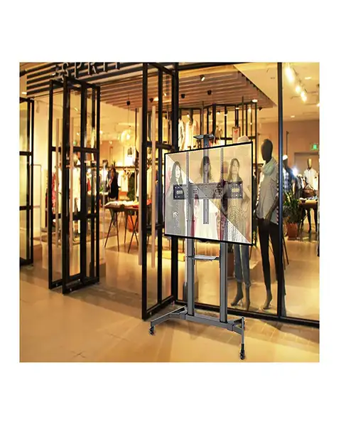 StargoldSG-832TelescopicTVFloorStandWithWheelsHeightAdjustableShelfRollingTVCartfor60-100InchLCD,LED,OLEDFlatPanelPlasmaScreensMobileFloorTVStand