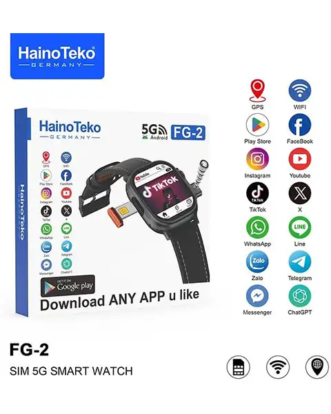  HainoTeko FG-2 5G Android Smart Watch With 5G SIM Ladies and Gents-Black