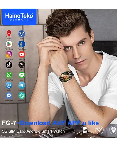  HainoTeko FG-7 5G Android Smart Watch With 5G SIM Ladies and Gents-Black