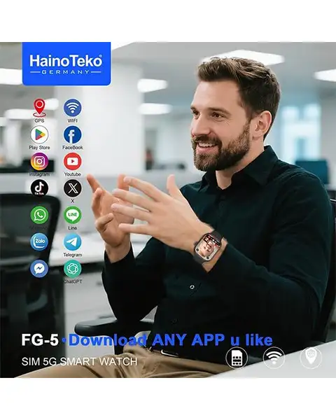 HainoTeko FG-5 5G Android Smart Watch With 5G SIM Ladies and Gents-Black