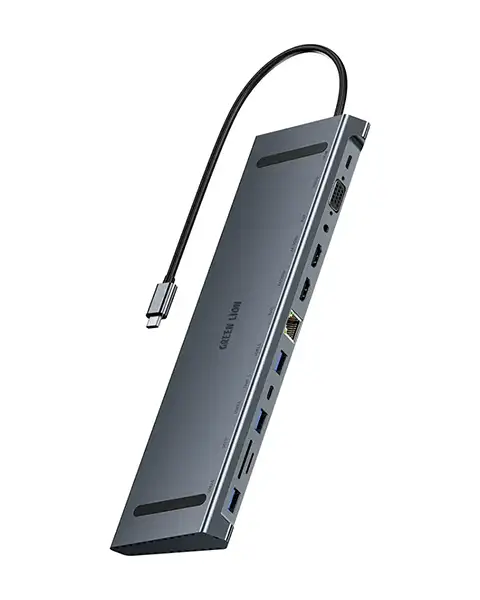 Green Lion 12 in 1 4K HDMI Ethernet USB-C HUB-Gray