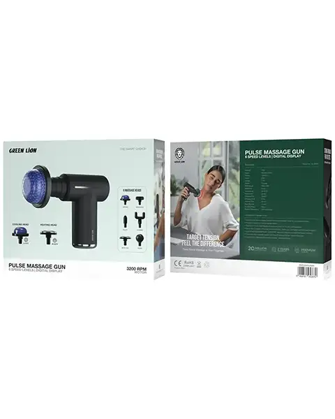 Green Lion Pulse Massage Gun 6 Speed Levels - Black