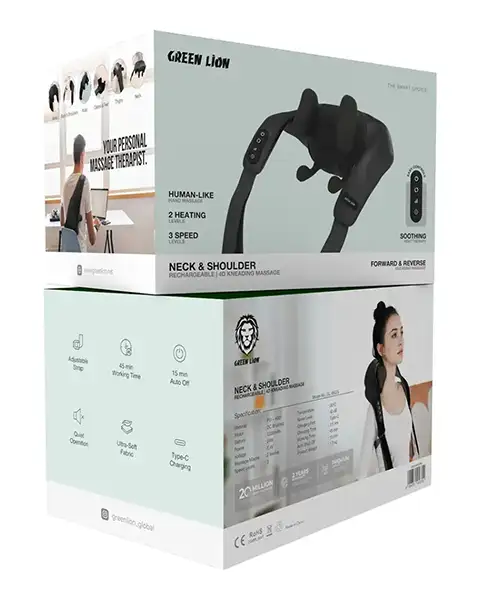 Green Lion Neck And Shoulder Rechargeable 4D kneading Massage - Black