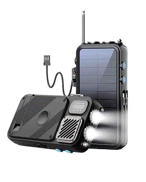 Powerology16000mAhSolarPowerBankwithFMRadioSpeakerandLights-Black
