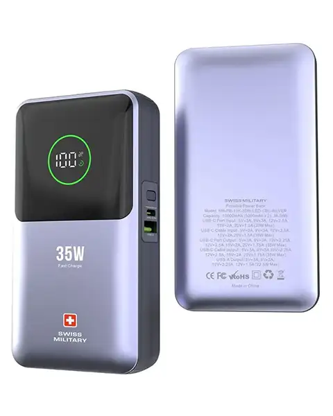 Swiss Military Power Bank 10000mAh 35W Fast Charging-Silver