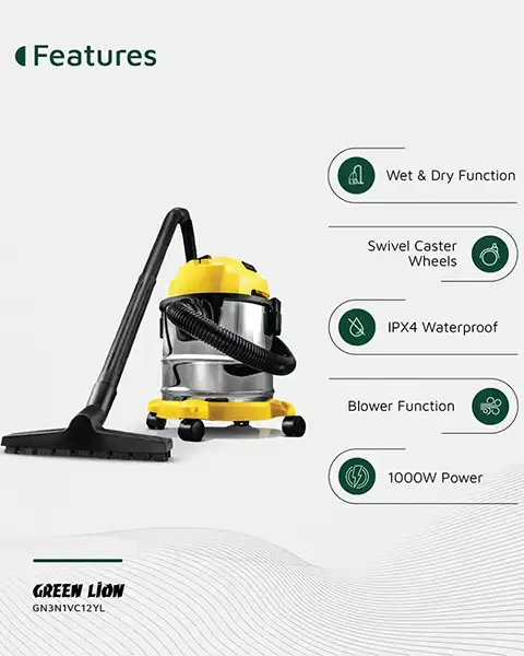 Green Lion WDX15 Ultra 3 In 1 Vacuum Cleaner 12L-Yellow