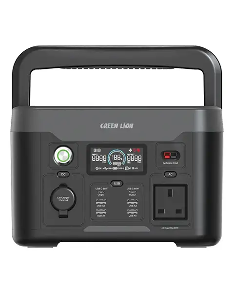 GreenLionPGX600PortablePowerStation65W240WSolarInput,300WACInput–Black