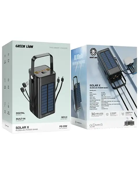 Green Lion Solar X 80000mAh Power Bank - Black