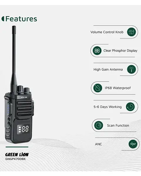 Green Lion GPX700 Walkie Talkie - Black
