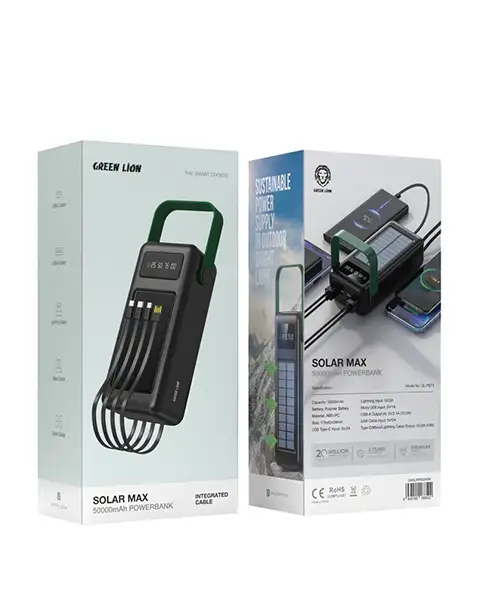 Green Lion Solar Max 50000mAh Powerbank - Black