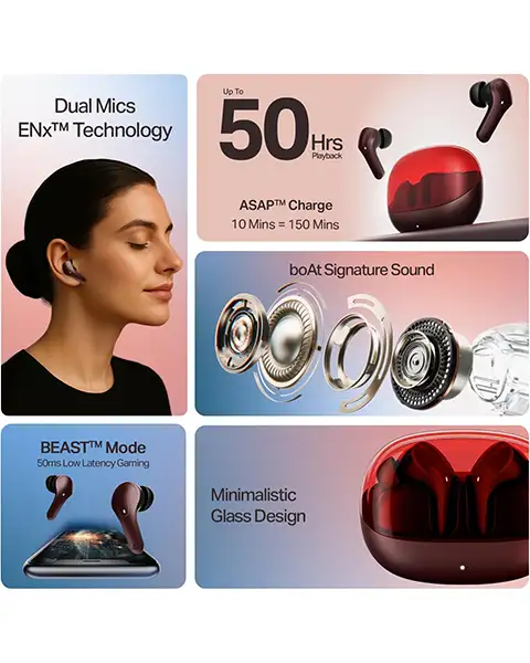 boAt Airdopes Plus 311 TWS Wireless Earbuds-Red