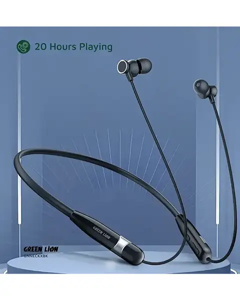 Green Lion Neck X Wireless Neckband 200mAh Battery-Black