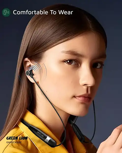 Green Lion Neck X Wireless Neckband 200mAh Battery-Black