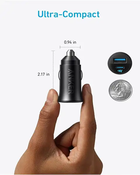 Anker Ultra Compact Dual Port 30W Car Charger with PPS Technology A2741H11
