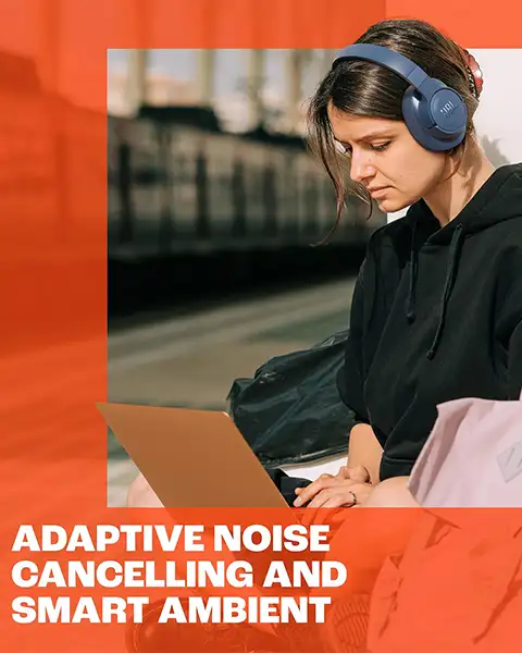 JBL Tune 770NC Adaptive Noise Cancelling Wireless Over-Ear Headphones-Blue