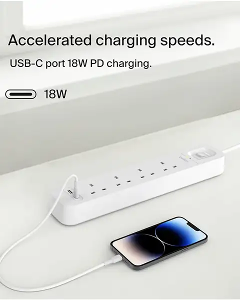 Belkin Power Strip Surge Protector 4 Way Out USB A / USB C Out - 2m