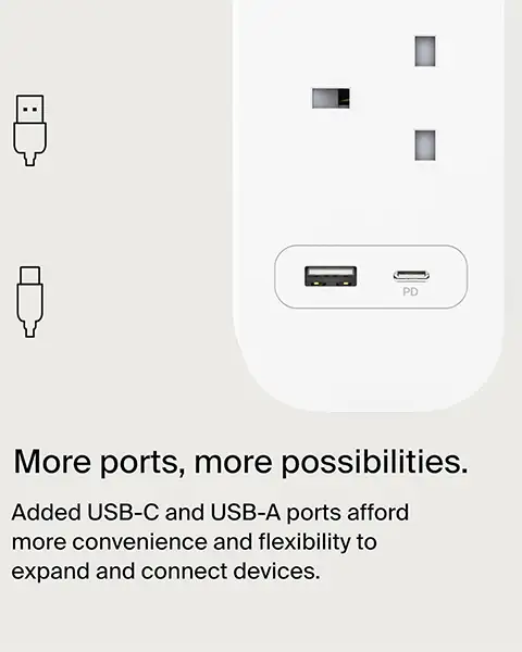 Belkin Power Strip Surge Protector 4 Way Out USB A / USB C Out - 2m