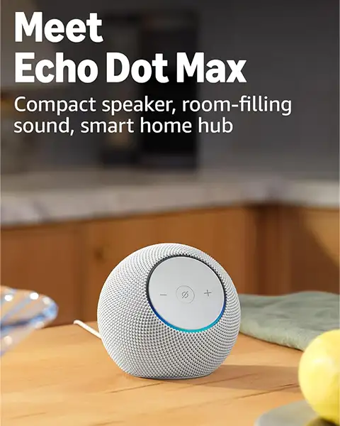 Amazon Echo Dot Max Smart Speaker Designed for Alexa- Glacier White