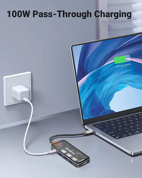 Mowsil 5-in-1 USB-C Hub Adapter  100W Fast Charging