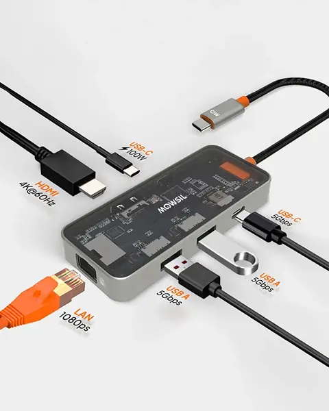 Mowsil 6-in-1 USB-C Hub Adapter 100W Fast Charging MOCHB6