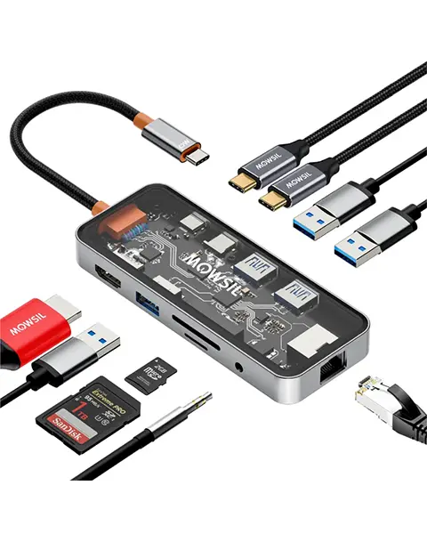 Mowsil 10-in-1 USB-C Hub Adapter 100W Fast Charging MOCHB10